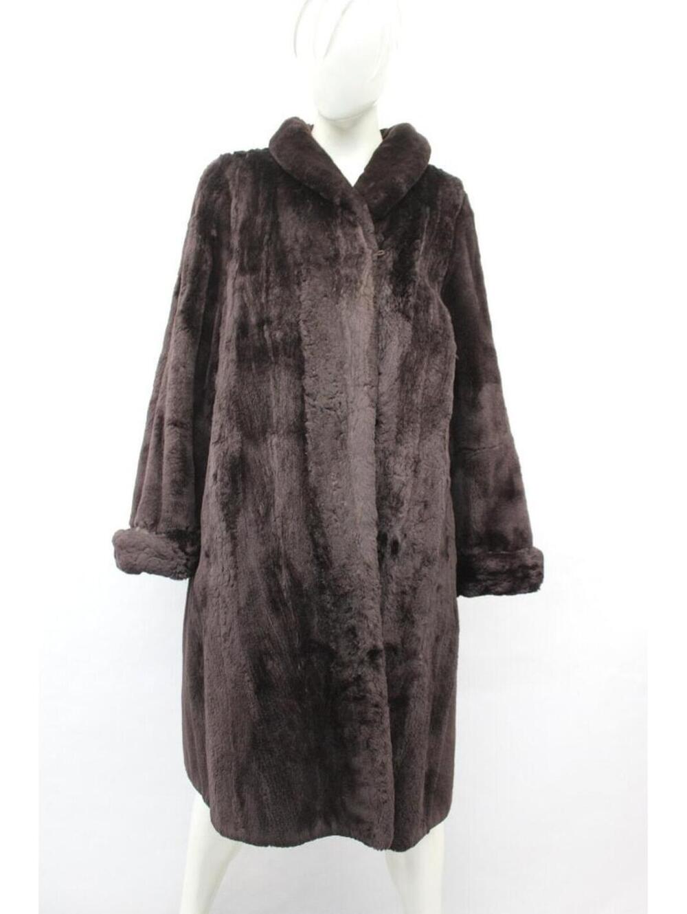 Excellent Brown Sheared Beaver Fur Coat Jacket Women Woman Size 8-10 Medium